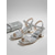 cheap Heeled Sandals-Women's Silver Glitter Strappy Block Heel Sandals with Ankle Strap – Sparkly Square Toe Mid Heel Shoes for Summer Weddings and Tropical Resorts