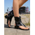 abordables Femmes-Sandales gladiateur noires en similicuir pour femmes, fermeture éclair sur le devant - bottines à entre-doigts à petit talon bloc tendance, chaussures d'été confortables de style punk pour les