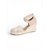 preiswerte Brautjungfer-Beige Espadrille-Sandalen mit Keilabsatz und Spitze für Damen, bequeme Brautjungfernschuhe mit Knöchelriemen für Strandhochzeiten