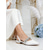 abordables Demoiselle d&amp;#39;honneur-Ballerines blanches à bout pointu et bride arrière ornées de cristaux pour la mariée – élégantes chaussures de mariage en satin à petit talon pour la mariée et les demoiselles d'honneur