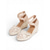 preiswerte Brautjungfer-Beige Espadrille-Sandalen mit Keilabsatz und Spitze für Damen, bequeme Brautjungfernschuhe mit Knöchelriemen für Strandhochzeiten