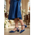 abordables Madre de la Novia/Novio-Zapatos de tacón cuadrado con tiras de perlas en azul marino para mujer: elegantes zapatos de madre de la novia para bodas en la iglesia.