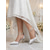 cheap Bride-Women's Silver Satin Pointed Toe Heels with Pearl Ankle Straps, Elegant Bridal Shoes for Beach Weddings