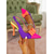 baratos sapatos slingback-Sapatos de salto alto femininos vibrantes, com bico fino e laço grande, em blocos de cores – ousados sapatos de salto alto em roxo e rosa para mulheres modernas, eventos de coquetel e galas de verão.