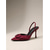 abordables escarpins à talon ouvert-Escarpins slingback en satin violet pour femme - élégants escarpins à bout pointu et petit talon ornés d'une boucle, parfaits pour les dîners de fêtes et les soirées habillées. &amp;vêtements élégants du