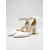 abordables mariée-Escarpins à talons carrés en satin ivoire pour femme, chaussures de mariée élégantes à bride cheville et nœud perlé, parfaites pour les mariages en ville.