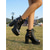 baratos Mulheres-Botas pretas de plataforma para mulheres, estilo festival - botas ousadas de bico aberto, com cadarço e salto grosso, além de tiras com fivela. &amp;Sola tratorada para festivais de música e shows. &amp;raves
