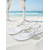 preiswerte Braut-Weiße, flache Sandalen mit Blumenmuster für Damen, leichte Boho-Brautschuhe für Bräute bei Strandhochzeiten