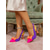 baratos sapatos slingback-Sapatos de salto alto femininos vibrantes, com bico fino e laço grande, em blocos de cores – ousados sapatos de salto alto em roxo e rosa para mulheres modernas, eventos de coquetel e galas de verão.