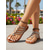 abordables Mujeres-Sandalias negras de tiras para mujer con tiras de diamantes de imitación: sandalias planas de gladiador brillantes para vacaciones en islas, cruceros y resorts tropicales.