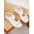 baratos noiva-Sandálias rasteiras brancas femininas com estampa floral, elegantes sapatos de noiva com detalhes em renda, sandálias para casamento na praia.