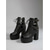baratos Mulheres-Botas pretas de plataforma para mulheres, estilo festival - botas ousadas de bico aberto, com cadarço e salto grosso, além de tiras com fivela. &amp;Sola tratorada para festivais de música e shows. &amp;raves