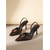 abordables escarpins à talon ouvert-Escarpins slingback en satin violet pour femme - élégants escarpins à bout pointu et petit talon ornés d'une boucle, parfaits pour les dîners de fêtes et les soirées habillées. &amp;vêtements élégants du