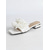 cheap Bride-Women's White Floral Flat Sandals, Pearl Bow Open-Toe Slip-On Bridal Flats, Elegant Garden Wedding Shoes for Brides