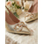 abordables Madre de la Novia/Novio-Zapatos de tacón de aguja con tira trasera y adornos de cristales dorados para mujer, elegantes zapatos de vestir con punta puntiaguda para la madre de la novia en bodas en la ciudad.