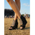 preiswerte Frauen-Schwarze Wildleder-Keilsandalen für Damen – trendige Festivalschuhe mit Cut-outs und neonpinken Akzenten &amp;Strassbesetzte Riemen für Coachella und Raves &amp;Sommerkonzerte im Freien