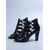 abordables Femmes-Sandales à talons pour femmes en similicuir verni noir - chaussures de festival tendance avec découpes et talon bloc épais, idéales pour Coachella et les raves. &amp;concerts d'été en plein air