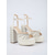 abordables mariée-Sandales compensées à talons carrés et perles ivoire pour femmes, chaussures de mariée luxueuses et ornées pour les mariages en ville