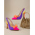 baratos sapatos slingback-Sapatos de salto alto femininos vibrantes, com bico fino e laço grande, em blocos de cores – ousados sapatos de salto alto em roxo e rosa para mulheres modernas, eventos de coquetel e galas de verão.