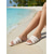 economico Donne-sandali da spiaggia bianchi intrecciati da donna: sandali da spiaggia bassi, chic e minimalisti per le vacanze al mare e le vacanze estive