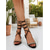 ieftine Femei-Sandale gladiator negre pentru femei cu barete - sandale plate și elegante, cu șireturi și detalii cu strasuri, pentru stațiuni în aer liber, vacanțe tropicale &amp;seri la plajă