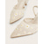 abordables Invité au mariage-Escarpins à bride arrière en résille florale ivoire pour femme, bout pointu, chaussures élégantes pour invitée à un mariage champêtre