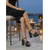 voordelige Platform Sandalen-Opvallende zwarte platform sandalen met stippen voor dames - elegante blokhakken met strikdetail en enkelbandje voor luxe resortavonden, galadiners en bruiloften.