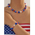 billiga Tillbehör-Patriotiska halsband med hartspärlor för kvinnor, set med armband för amerikanska 250-årsjubileum, självständighetsdagen, vardagskläder och smycken för resor och semester