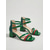 cheap Heeled Sandals-Women's Elegant Green and Red Strappy Dress Sandals - Chic Square Toe Block Heels with Triple Ankle Straps for Cruise Vacations, Yacht Parties &amp; Summer Resort Wear
