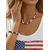 abordables Accesorios-Conjunto de collar y pulsera patrióticos de acrílico para mujer, joyería de cuentas rojas, blancas y azules de varios estilos para la celebración del 250 aniversario de Estados Unidos, el Día de la Independencia y para uso diario informal.