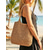 billige Reise- og feriebager-Stor vevd toteveske for kvinner, heklet materiale, tilgjengelig i off-white og khaki, romslig design, perfekt for hverdagsbruk og strandferie