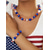billiga Tillbehör-Patriotiska halsband med hartspärlor för kvinnor, set med armband för amerikanska 250-årsjubileum, självständighetsdagen, vardagskläder och smycken för resor och semester