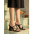 cheap Heeled Sandals-Women's Chic Black Strappy Heeled Sandals - Comfortable Square Toe Mules with Unique Triangular Block Heel for Daily Style, Casual Outings &amp; Summer Office Wear
