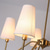 baratos Candeeiros de Lustre-Lustre clássico de 5 braços em dourado polido com cúpulas de linho branco, luminária de teto para sala de jantar, sala de estar e hall de entrada.