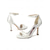 baratos noiva-Sandálias femininas prateadas de salto alto - sapatos de noiva elegantes com tira de pérolas para casamentos no jardim.