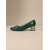 billige Pumps med blokkhæl-Retro mørkegrønne damepumps i lakk i imitert skinn – elegante blokkhæler med firkantet tå og dekorativ sølvfarget sløyfe for kontorarbeid og business casual &amp;elegant hverdagsklær