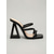 cheap Heeled Sandals-Women's Chic Black Strappy Heeled Sandals - Comfortable Square Toe Mules with Unique Triangular Block Heel for Daily Style, Casual Outings &amp; Summer Office Wear