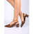 abordables zapatos de tacón con tira-Zapatos de tacón con tira trasera y efecto cocodrilo en marrón para mujer: elegantes tacones de bloque con punta puntiaguda y correa ajustable para trabajo de oficina o negocios informales. &amp;ropa