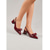 abordables zapatos de tacón con tira-Elegantes zapatos de salón de charol azul marino para mujer: elegantes tacones de punta puntiaguda con lazo. &amp;Tacón de bloque grueso para trabajo de oficina, negocios informales &amp;ropa profesional