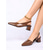 abordables zapatos de tacón con tira-Zapatos de tacón con tira trasera y efecto cocodrilo en marrón para mujer: elegantes tacones de bloque con punta puntiaguda y correa ajustable para trabajo de oficina o negocios informales. &amp;ropa