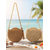 abordables Sacs de voyage pour vacances-Sac bandoulière rond bohème pour femme en paille tressée avec pompon, coloris beige et kaki, cabas d'été léger, idéal pour les vacances, les voyages et le quotidien.