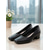 economico Décolleté con tacco largo-Décolleté classiche da donna in pelle nera - comode scarpe eleganti con tacco basso e punta quadrata, perfette per l'ufficio e le riunioni professionali. &amp;abbigliamento da lavoro per tutto il giorno