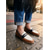 levne Dámské nazouváky a mokasíny-Dámské penny loafers v barevném bloku - Stylové námořnické růžové a červené běžné kožené flats pro každodenní kancelářskou práci casual campus wear a chic street style