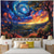cheap Wall Tapestries-Abstract Galaxy Spiral Nebula Wall Tapestry Pine Trees Forest Mountain Landscape Colorful Starry Night Sky Psychedelic Swirl Wall Decor Living Room Bedroom Dorm Backdrop