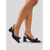 abordables zapatos de tacón con tira-Elegantes zapatos de salón de charol azul marino para mujer: elegantes tacones de punta puntiaguda con lazo. &amp;Tacón de bloque grueso para trabajo de oficina, negocios informales &amp;ropa profesional