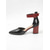 abordables Zapatos de salón de tacón ancho-Elegantes zapatos de tacón de bloque amarillos y negros para mujer: cómodos tacones de bloque con punta afilada y correa en el tobillo, ideales para la oficina o para ocasiones informales de negocios.