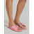 economico Infradito scivolosi-Sandali da donna romantici rosa con cinturini intrecciati - comodi sandali bassi con cinturini scintillanti di strass per fughe su isole, vacanze a Santorini &amp;relax in riva al mare