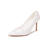 baratos noiva-Sapatos femininos brancos de bico fino e salto alto com detalhe de babado - elegantes sapatos de noiva para casamentos ao ar livre.