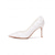 baratos noiva-Sapatos femininos brancos de bico fino e salto alto com detalhe de babado - elegantes sapatos de noiva para casamentos ao ar livre.