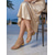 baratos Mulheres-Sandálias femininas douradas com salto bloco e rede de strass - sapatos elegantes para jantares de resort em férias.
